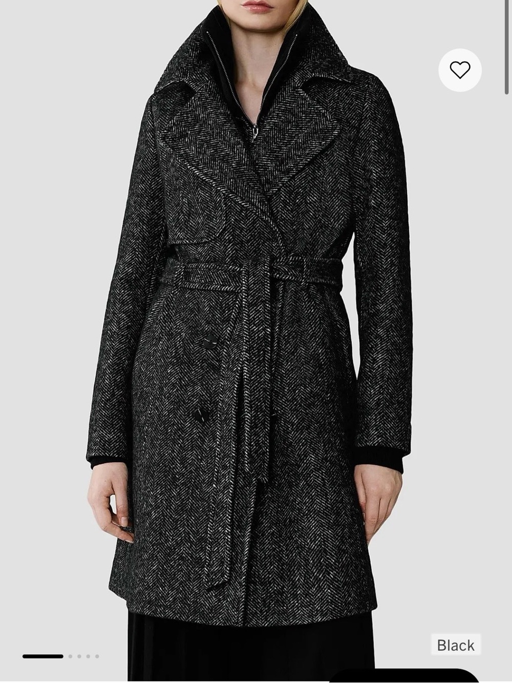 Soia & Kyo Black Herringbone Belted Trench Coat